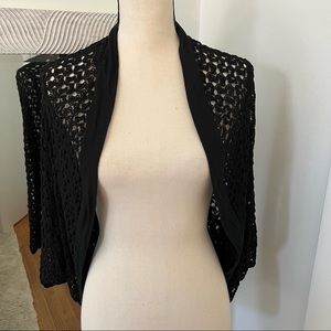 Pleione Black Open Crochet shawl